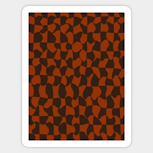 Brown and Orange Distorted Warped Checkerboard Pattern V Sticker